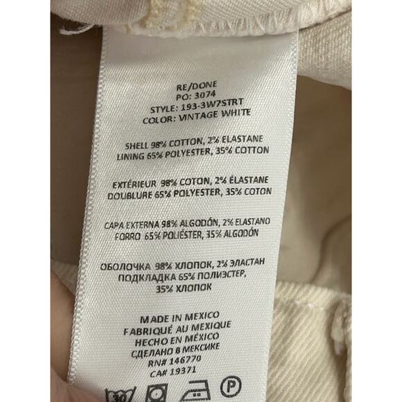 NWT Re/Done Womens Jeans Originals 70's Straight Leg Denim Vintage White Size 31 - Picture 6 of 10